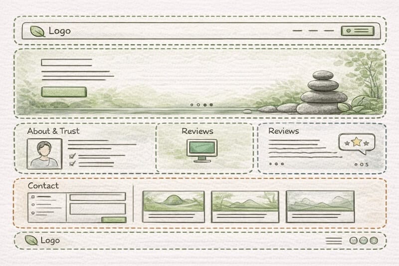 Marketing für Therapeuten Website wireframe